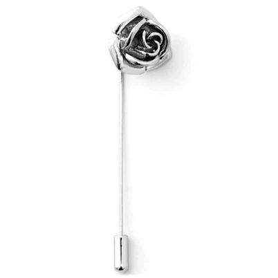 Épingle à revers à rose argentée